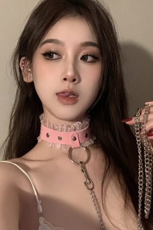 Y2K Punk Leather Choker Necklace for Women - Versatile Bell Chain Rope Accessory for a Cool, Edgy Look