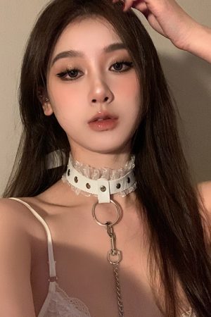 Y2K Punk Leather Choker Necklace for Women - Versatile Bell Chain Rope Accessory for a Cool, Edgy Look