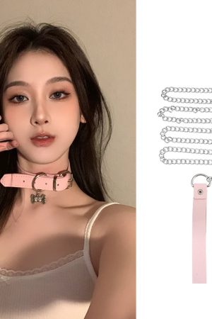 Y2K Punk Leather Choker Necklace for Women - Versatile Bell Chain Rope Accessory for a Cool, Edgy Look