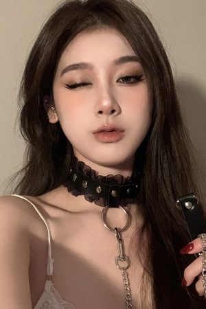Y2K Punk Leather Choker Necklace for Women - Versatile Bell Chain Rope Accessory for a Cool, Edgy Look