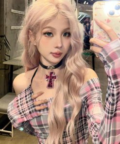 Y2K Retro Leopard Print Cross Choker Necklace - Sweet Spicy Girl Style Neck Ring Accessory