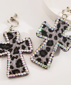 Y2K Retro Leopard Print Cross Choker Necklace - Sweet Spicy Girl Style Neck Ring Accessory