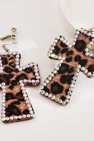 Y2K Retro Leopard Print Cross Choker Necklace - Sweet Spicy Girl Style Neck Ring Accessory