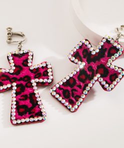Y2K Retro Leopard Print Cross Choker Necklace - Sweet Spicy Girl Style Neck Ring Accessory
