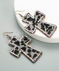 Y2K Retro Leopard Print Cross Choker Necklace - Sweet Spicy Girl Style Neck Ring Accessory