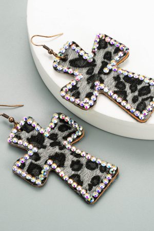 Y2K Retro Leopard Print Cross Choker Necklace - Sweet Spicy Girl Style Neck Ring Accessory
