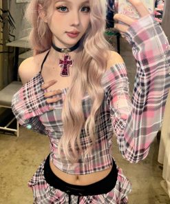 Y2K Retro Leopard Print Cross Choker Necklace - Sweet Spicy Girl Style Neck Ring Accessory