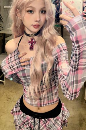Y2K Retro Leopard Print Cross Choker Necklace - Sweet Spicy Girl Style Neck Ring Accessory