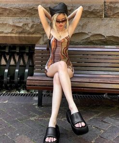 Y2k Retro Outfits, Styling Red Sweater - Indie Mesh Bodycon Mini Dress