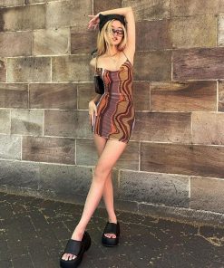 Y2k Retro Outfits, Styling Red Sweater - Indie Mesh Bodycon Mini Dress