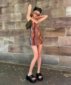 Y2k Retro Outfits, Styling Red Sweater - Indie Mesh Bodycon Mini Dress