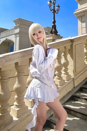 Y2K Ruffled Irregular Waist White Shirt Dress - Spicy Girl Design with Short Skirt - Trendy Millennial Fashion