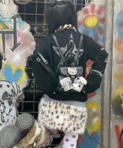 Y2K Small Backpack with Hello Kitty Cat Design, Diamond-Studded Mini Bag for Spicy Girl Streetwear Fashion