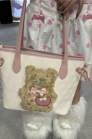 Y2K Soft Girl Tote Bag - Large Capacity Handheld Shoulder Bag for Commuting, Millennium Niche Design, Perfect for Daily Use