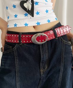 Y2K Spicy Girl Rivet Belt for Women - 2025 Crocodile Pattern High-End Belt for Jeans and Stylish Outfits