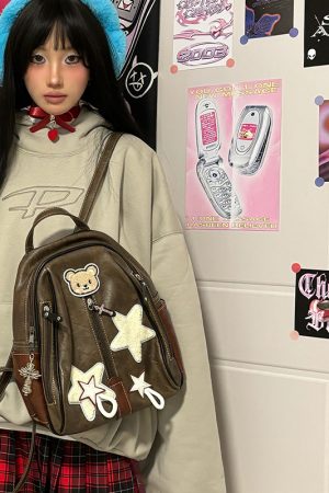 Y2K Star Backpack - Niche Designer Small Double Shoulder Bag for Commuting - Trendy Fashion Accessory