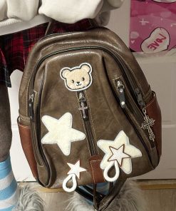 Y2K Star Backpack - Niche Designer Small Double Shoulder Bag for Commuting - Trendy Fashion Accessory