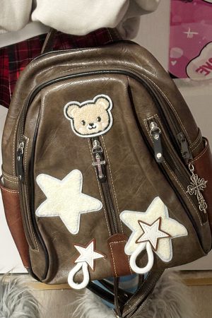 Y2K Star Backpack - Niche Designer Small Double Shoulder Bag for Commuting - Trendy Fashion Accessory