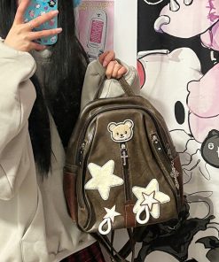 Y2K Star Backpack - Niche Designer Small Double Shoulder Bag for Commuting - Trendy Fashion Accessory