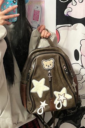 Y2K Star Backpack - Niche Designer Small Double Shoulder Bag for Commuting - Trendy Fashion Accessory