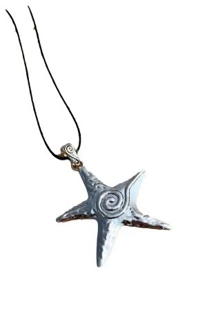 Y2K Starfish Pendant Necklace for Women, Vintage Distressed Sweatshirt Chain, Sweet Spicy Girl Neck Accessory