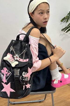 Y2K Starry Laptop Backpack - Large Capacity Commuter Bag for Trendy Style