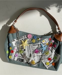 Y2K Sunlight Shallow Spring Tote Bag - Niche Design Girl's Shoulder Bag, Dopamine Underarm Commuter Accessory