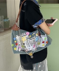 Y2K Sunlight Shallow Spring Tote Bag - Niche Design Girl's Shoulder Bag, Dopamine Underarm Commuter Accessory