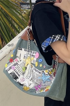 Y2K Sunlight Shallow Spring Tote Bag - Niche Design Girl's Shoulder Bag, Dopamine Underarm Commuter Accessory