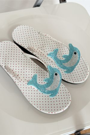 Y2K Women's Summer Flip-Flops with Polka Dots and Rhinestones, Trendy 2025 Design for Enhanced Skin Tone