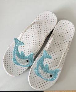 Y2K Women's Summer Flip-Flops with Polka Dots and Rhinestones, Trendy 2025 Design for Enhanced Skin Tone