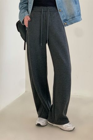 Yak Wool Blended Tailored Wide-Leg Pants for Women - Thick Casual Trousers for Y2K and Everyday Style