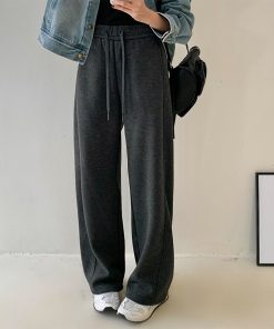 Yak Wool Blended Tailored Wide-Leg Pants for Women - Thick Casual Trousers for Y2K and Everyday Style