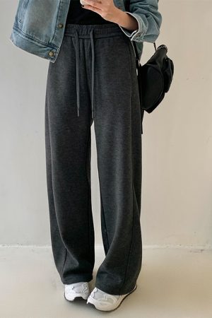 Yak Wool Blended Tailored Wide-Leg Pants for Women - Thick Casual Trousers for Y2K and Everyday Style