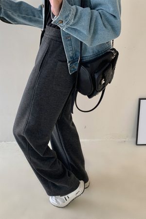 Yak Wool Blended Tailored Wide-Leg Pants for Women - Thick Casual Trousers for Y2K and Everyday Style