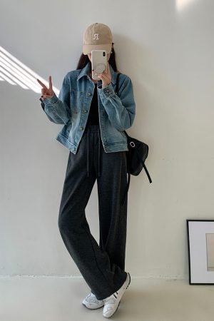 Yak Wool Blended Tailored Wide-Leg Pants for Women - Thick Casual Trousers for Y2K and Everyday Style