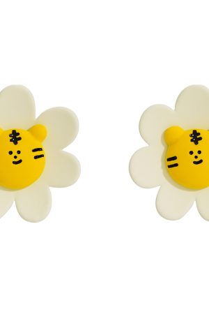 Year of the Tiger Floral Earrings - Unique Design for New Year Celebrations, Niche Style with Gentle Temperament