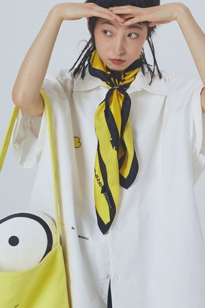 Yellow GUBI Canvas Crossbody Bag - Roaring Beast Design, Trendy Statement Accessory for Everyday Style
