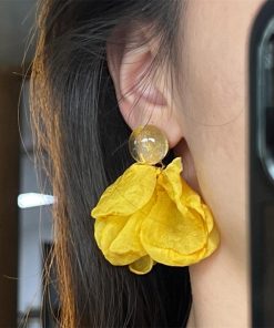 Yellow Petal Long Tassel Earrings - Fairy-Inspired, Forest-Themed, Sweet Style, Perfect for 90s and Y2K Fashion Lovers