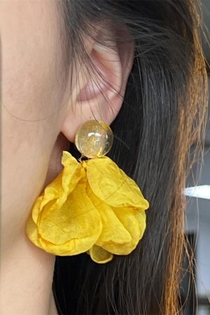 Yellow Petal Long Tassel Earrings - Fairy-Inspired, Forest-Themed, Sweet Style, Perfect for 90s and Y2K Fashion Lovers