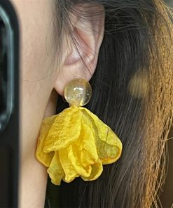 Yellow Petal Long Tassel Earrings - Fairy-Inspired, Forest-Themed, Sweet Style, Perfect for 90s and Y2K Fashion Lovers