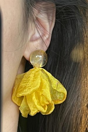 Yellow Petal Long Tassel Earrings - Fairy-Inspired, Forest-Themed, Sweet Style, Perfect for 90s and Y2K Fashion Lovers