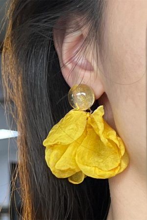 Yellow Petal Long Tassel Earrings - Fairy-Inspired, Forest-Themed, Sweet Style, Perfect for 90s and Y2K Fashion Lovers