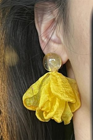 Yellow Petal Long Tassel Earrings - Fairy-Inspired, Forest-Themed, Sweet Style, Perfect for 90s and Y2K Fashion Lovers