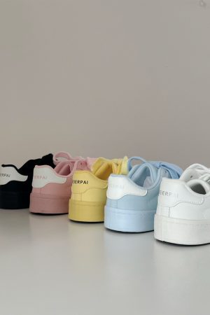 Yellow Thick-Soled Breathable Casual Sneakers for Women - Versatile Summer Shell Shoes, Trendy Little White Sneakers