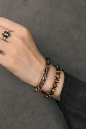 Yellow Tiger Eye Stone Bracelet for Women - Retro Trendy Double Circle Design, Versatile Hand Accessory for Men and Women
