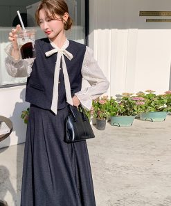 Youthful Spring Outfit Set: Vest, Skirt & Shirt for a Chic Casual Look - Stylish Fashion for Effortless Everyday Wear