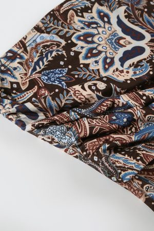 Zen-Style Vintage Metal Japanese Buckle Strapless Retro Distressed Print Waist-Cinching Top - Irregular Design, Y2K Fashion