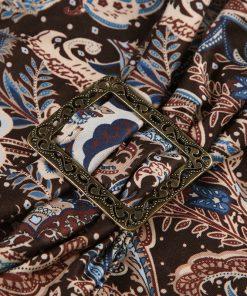 Zen-Style Vintage Metal Japanese Buckle Strapless Retro Distressed Print Waist-Cinching Top - Irregular Design, Y2K Fashion